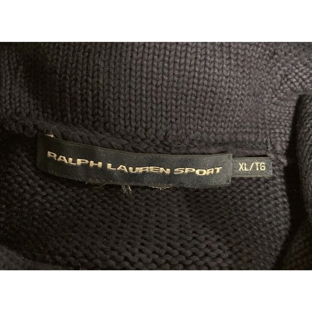 Ralph Lauren Sweater Mens XL Blue Casual Preppy Pullover Shawl Collar Logo Pony
